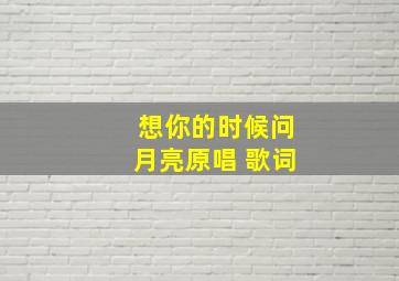 想你的时候问月亮原唱 歌词